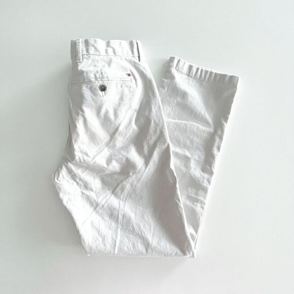 Tommy Hilfiger Mens Mid-Rise Flat Front Slim Fit Chino Pants White 31 - Picture 1 of 9
